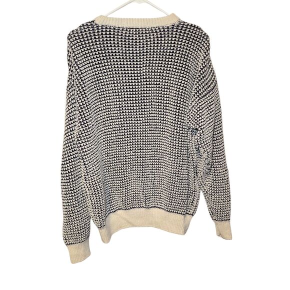 Vintage Claybrooke Mens Grandpa Black Cream Polka Dot Sweater Large - Picture 2 of 4